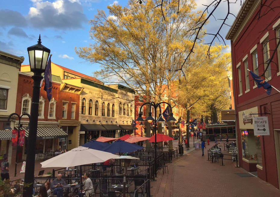 Image of the downtown mall in Charlottesville.